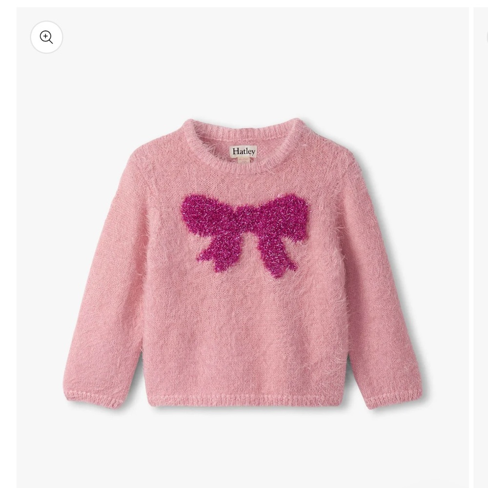 Hatley Baby & Toddler Girls Shiny Bow Furry Sweater Pink Fuzzy Kids Sweater